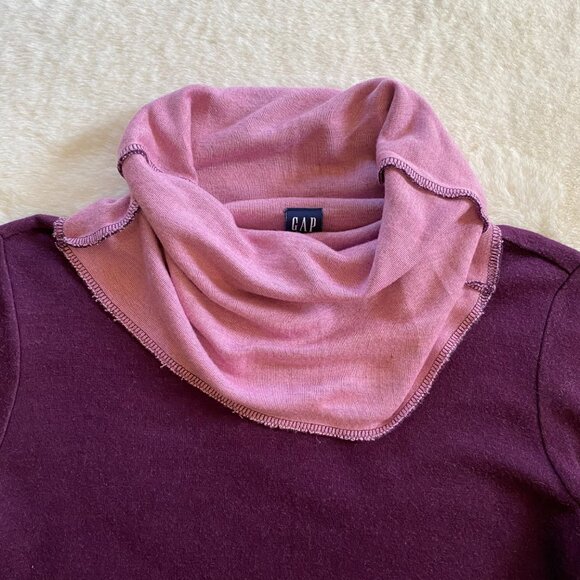 2/$18🌴 GAP Solid Purple Sweater with Pink Cowl Neck size M Wool Blend - Picture 2 of 8